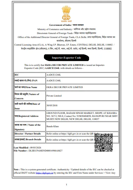 Import Export Certificate