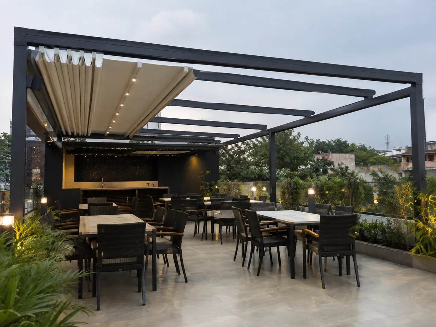 Retractable Tensile Roof by Ekra Decor